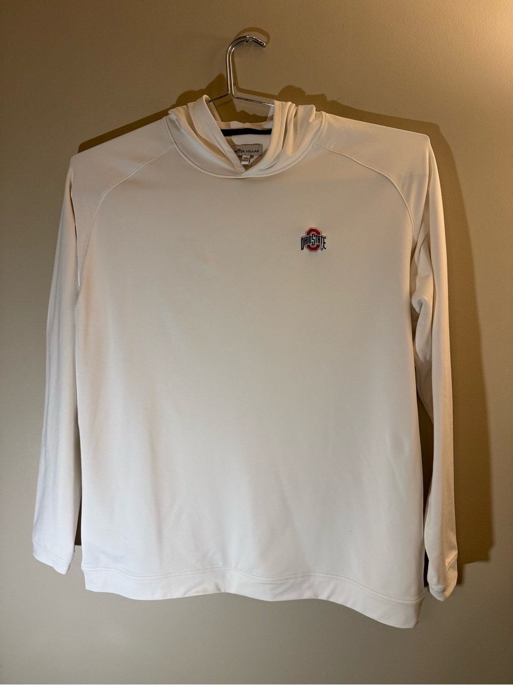 Peter Millar Ohio State Logo White Hooded Long-Sleeve Pullover XXL